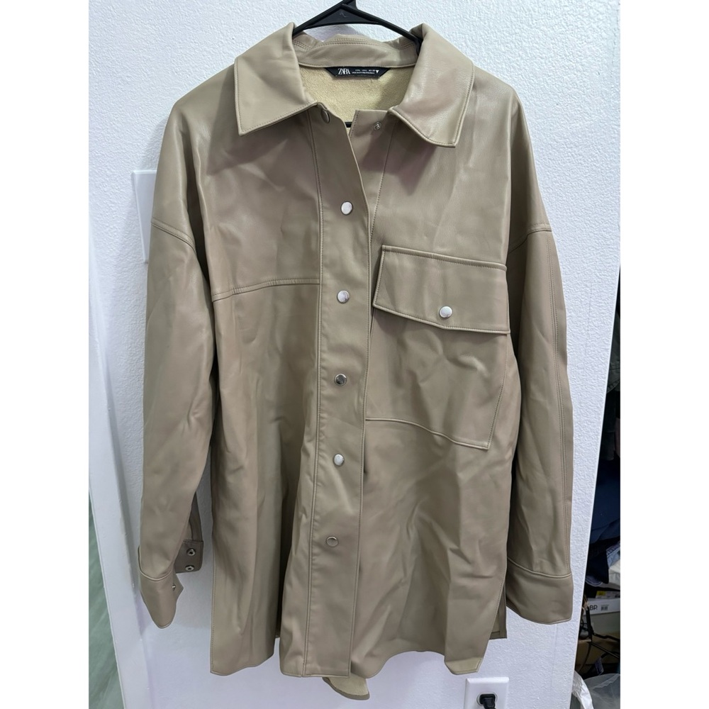 Zara faux leather button down jacket